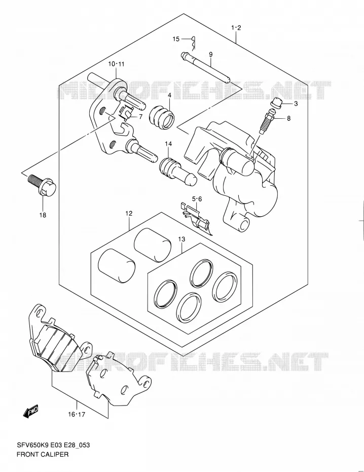 FRONT CALIPER Suzuki MOTO 650 GLADIUS 2010  SFV650A L0 (E03,E28,E33)