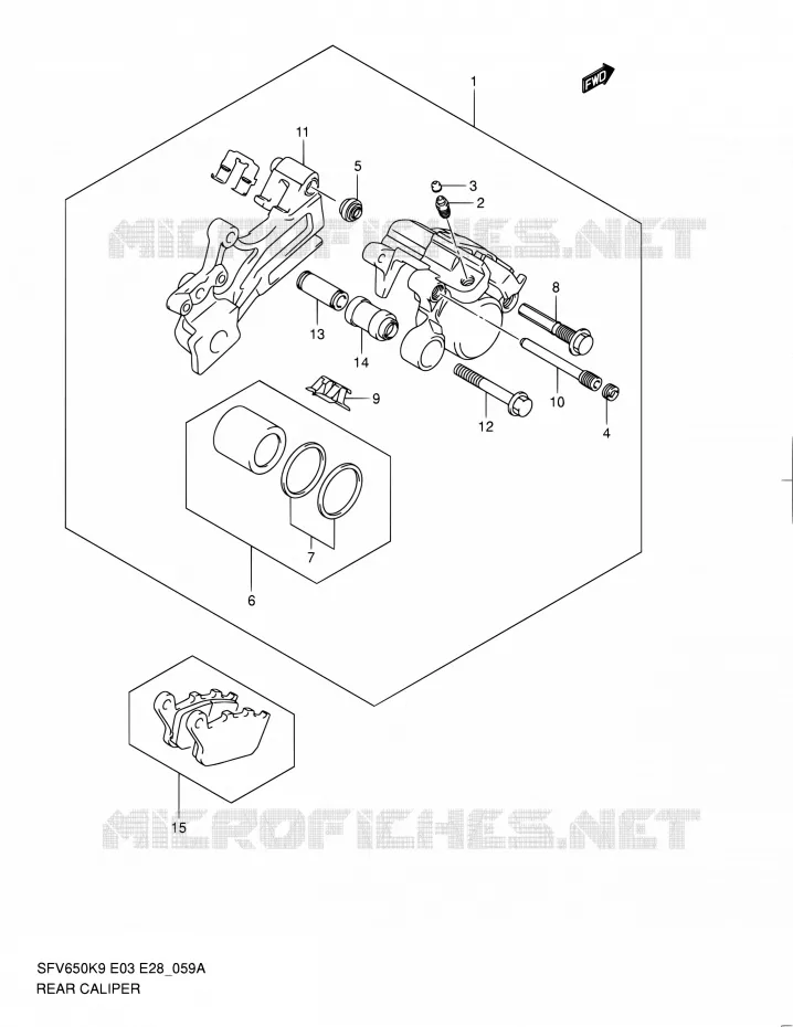 REAR CALIPER (SFV650AL0) Suzuki MOTO 650 GLADIUS 2010  SFV650A L0 (E03,E28,E33)