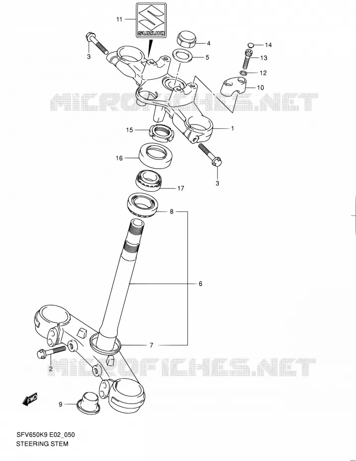 STUURKOLOM Suzuki MOTO 650 GLADIUS 2010  SFV650AL0(E19)