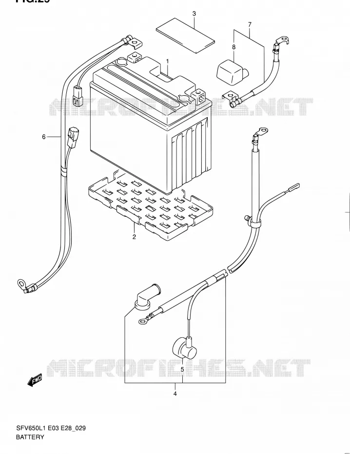 ACCU (SFV650L1 E28) Suzuki MOTO 650 GLADIUS 2011  SFV650A L1 (E03,E28,E33)