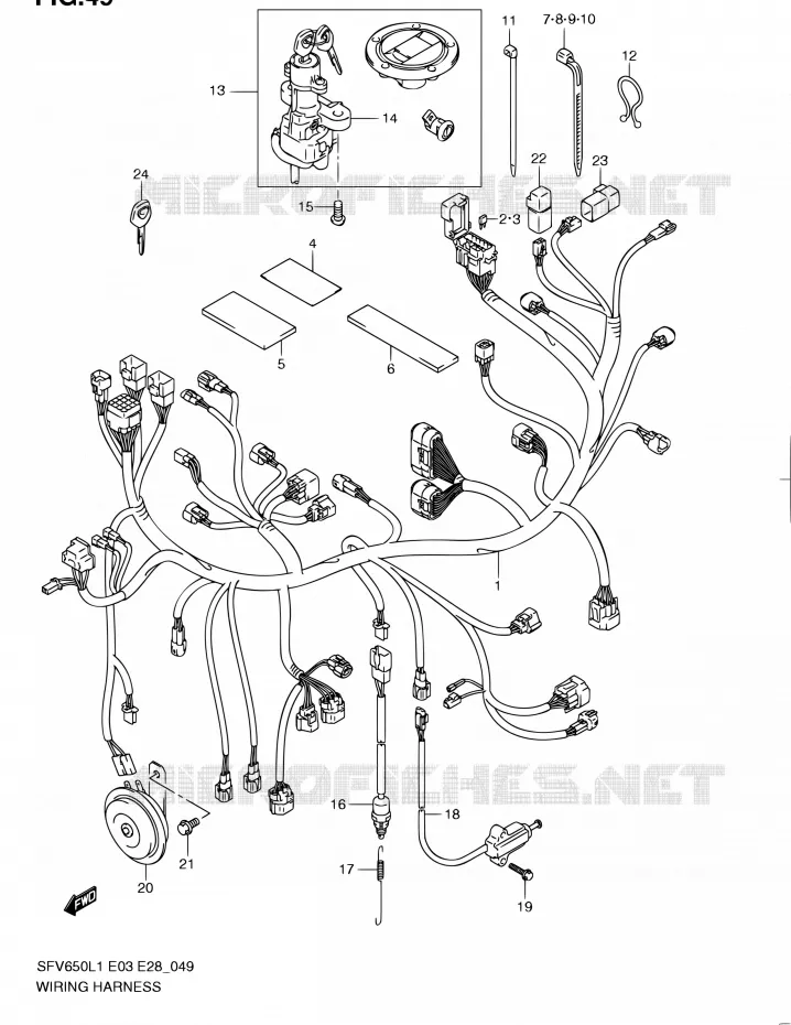 BEDRADING (SFV650L1 E33) Suzuki MOTO 650 GLADIUS 2011  SFV650A L1 (E03,E28,E33)