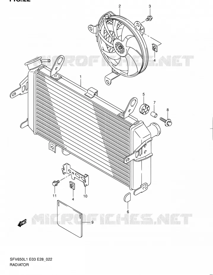 RADIATOR Suzuki MOTO 650 GLADIUS 2011  SFV650A L1 (E03,E28,E33)