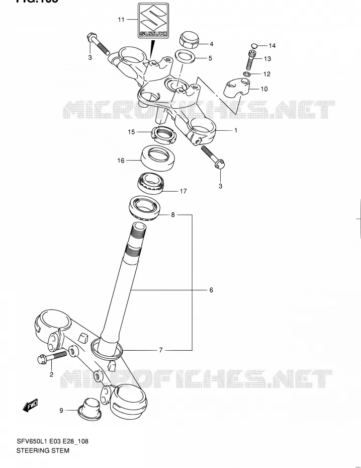 STUURKOLOM Suzuki MOTO 650 GLADIUS 2011  SFV650A L1 (E03,E28,E33)