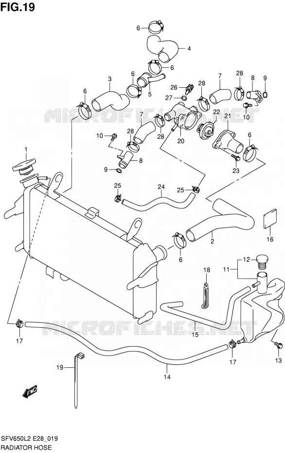 RADIATOR SLANG Suzuki MOTO 650 GLADIUS 2012  SFV650AL2(E03,E28,E33)