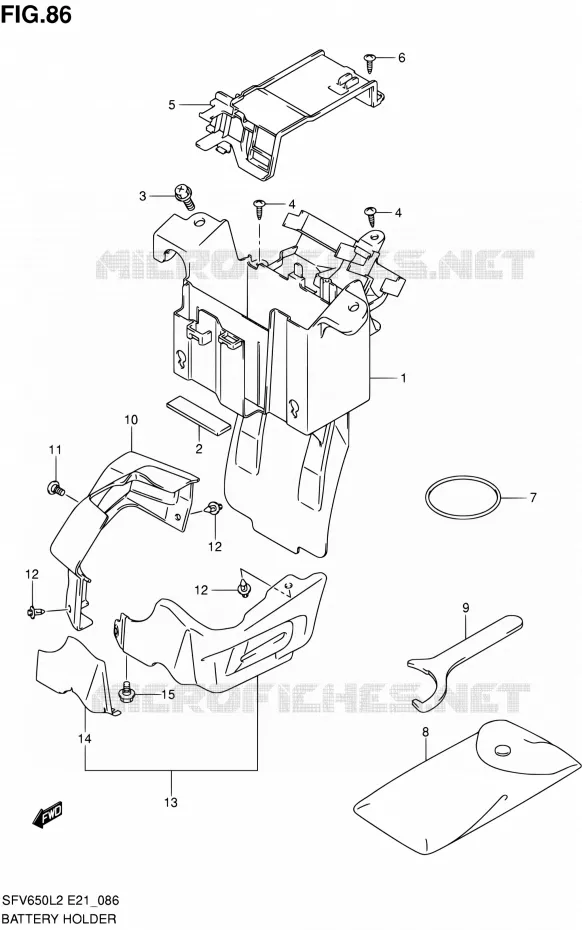 ACCU BOX - TOOLS (SFV650UAL2 E21) Suzuki MOTO 650 GLADIUS 2012  SFV650AL2(E21)
