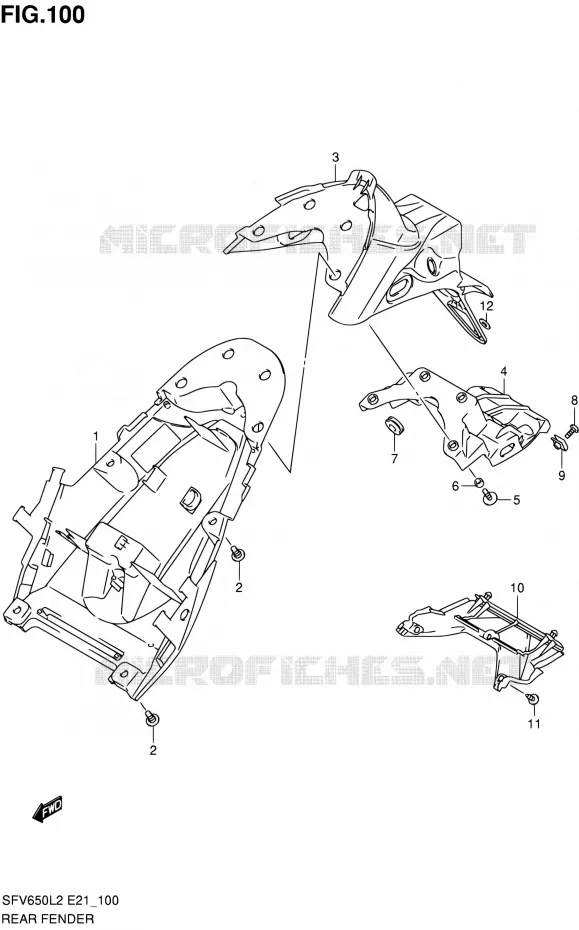 ACHTERSPATBORD (SFV650AL2 E21) Suzuki MOTO 650 GLADIUS 2012  SFV650AL2(E21)