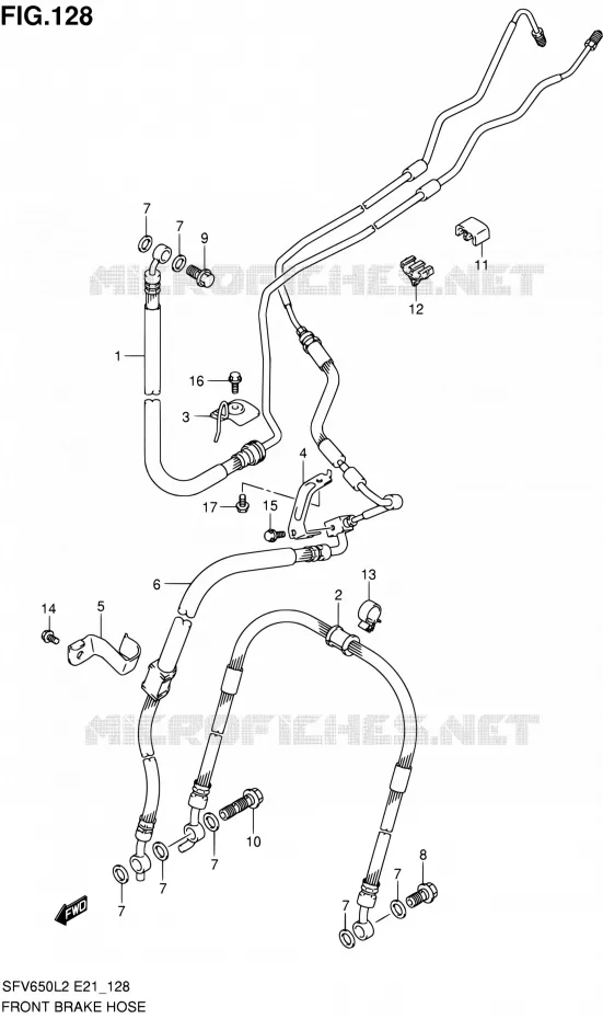 FRONT REMSLANG (SFV650AL2 E21) Suzuki MOTO 650 GLADIUS 2012  SFV650AL2(E21)