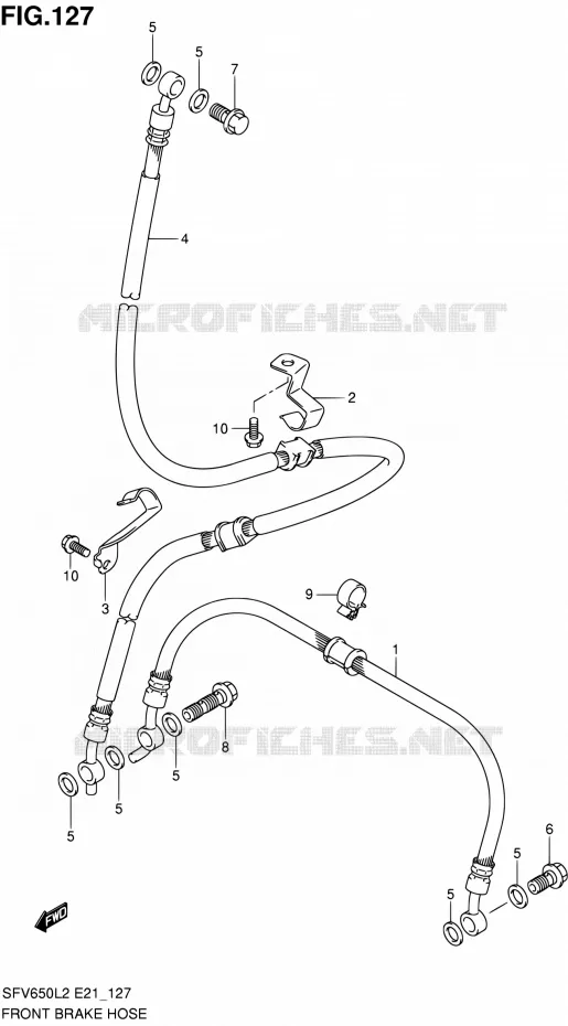FRONT REMSLANG (SFV650UL2 E24) Suzuki MOTO 650 GLADIUS 2012  SFV650AL2(E21)