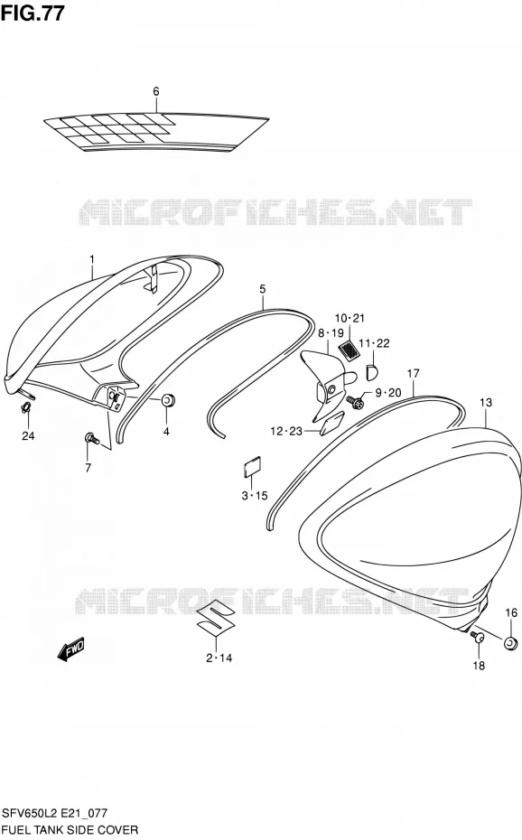 FUEL TANK ZIJKLEP Suzuki MOTO 650 GLADIUS 2012  SFV650AL2(E21)