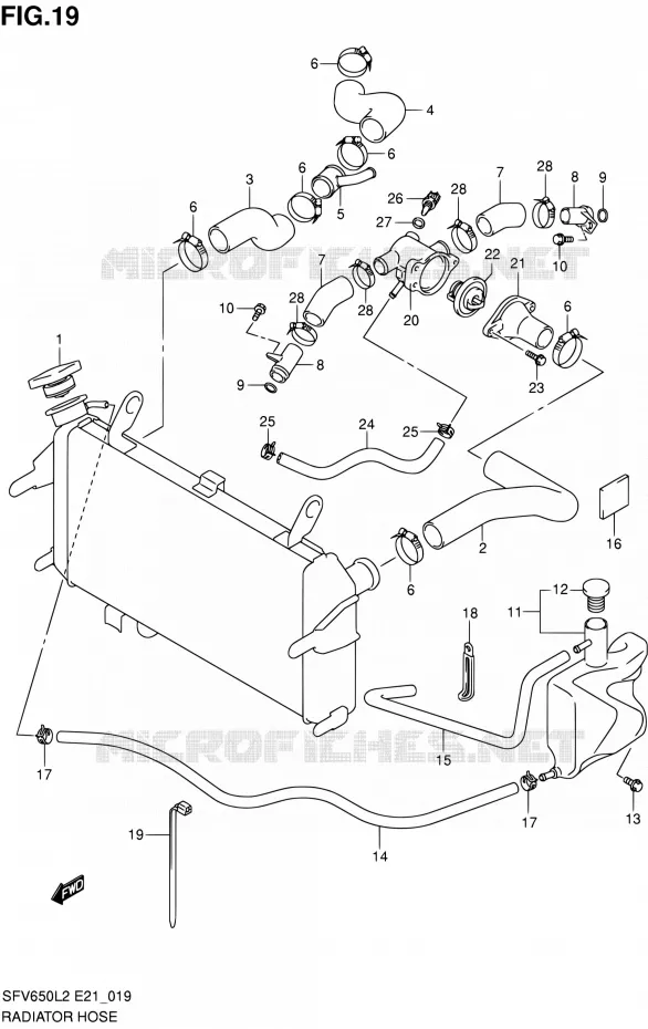 RADIATOR SLANG Suzuki MOTO 650 GLADIUS 2012  SFV650AL2(E21)