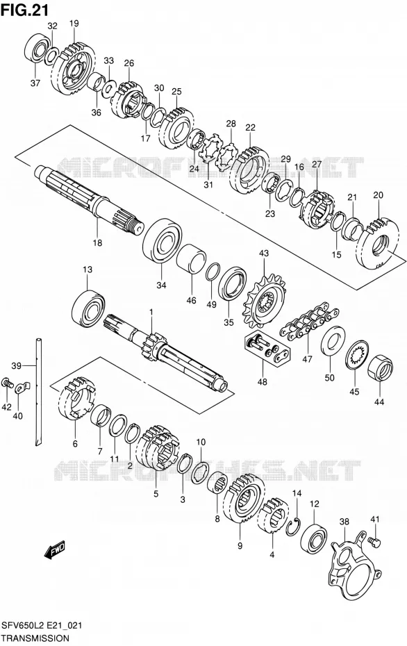 TRANSMISSION Suzuki MOTO 650 GLADIUS 2012  SFV650AL2(E21)