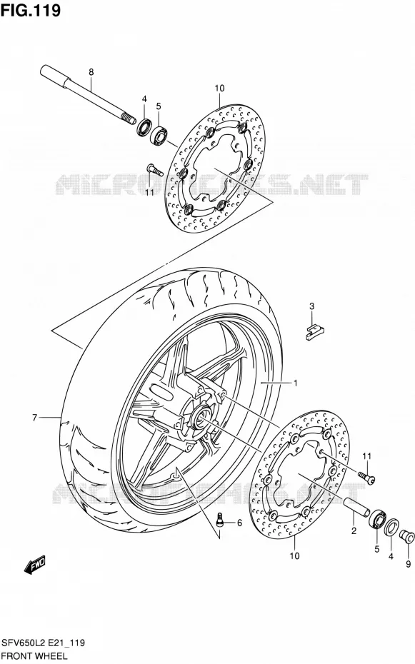 VOORWIEL (SFV650UL2 E24) Suzuki MOTO 650 GLADIUS 2012  SFV650AL2(E21)