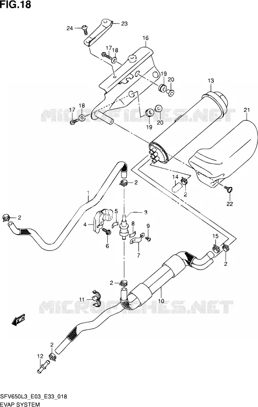 FUEL EVAP SYSTEM (SFV650L3 E33) Suzuki MOTO 650 GLADIUS 2013  SFV650A L3 (E03,E28,E33)