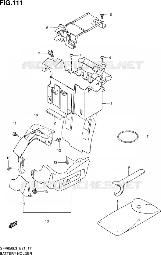 ACCU BOX - TOOLS (SFV650AUEL3 E21) Suzuki MOTO 650 GLADIUS 2014  SFV650A L3 (E21)