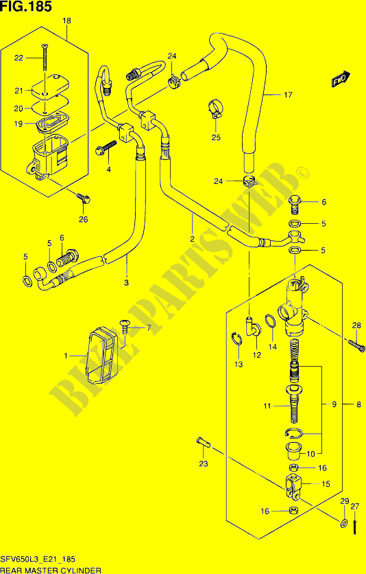 ACHTER HOOFDREMCILINDER (SFV650AL3 E21) voor Suzuki GLADIUS 650 2013