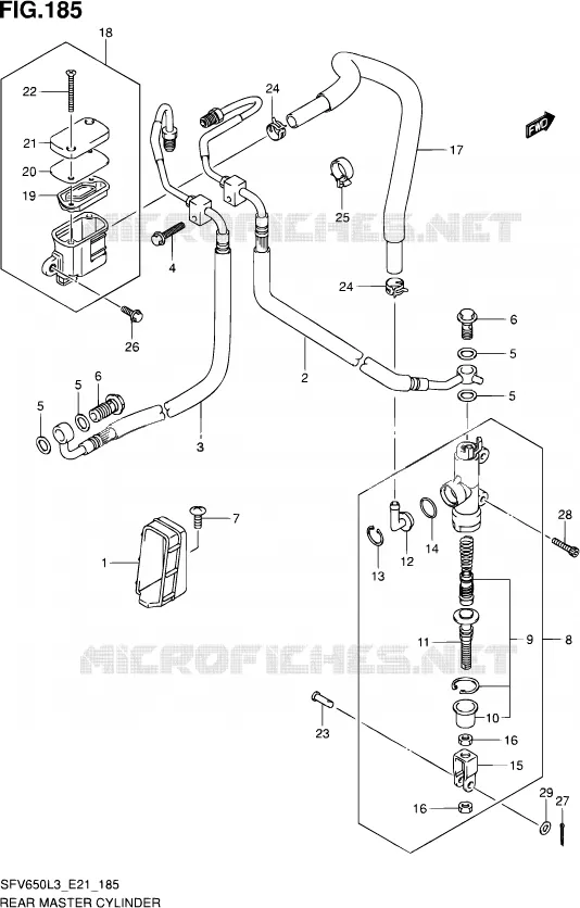 ACHTER HOOFDREMCILINDER (SFV650AL3 E21) Suzuki MOTO 650 GLADIUS 2015  SFV650A L3 (E21)