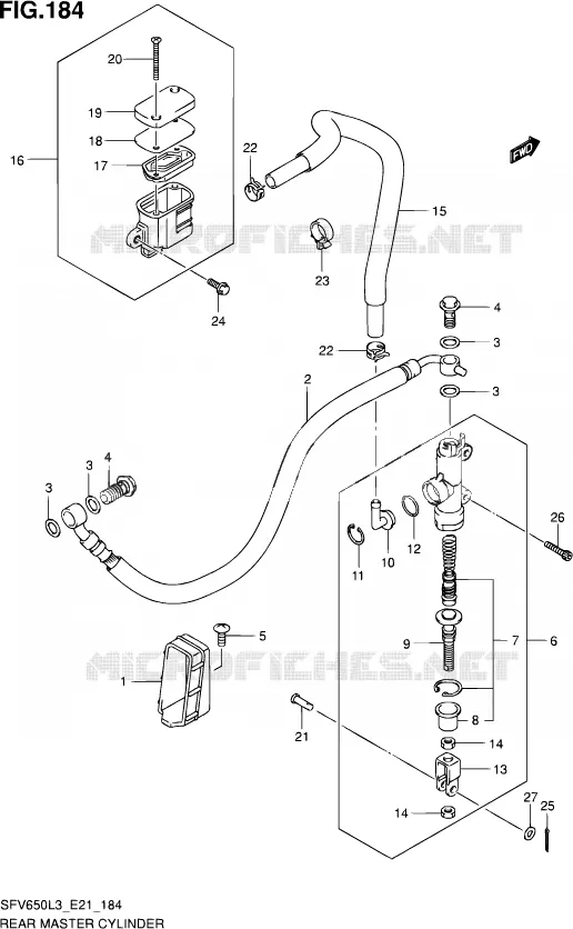 ACHTER HOOFDREMCILINDER (SFV650UL3 E24) Suzuki MOTO 650 GLADIUS 2014  SFV650A L3 (E21)
