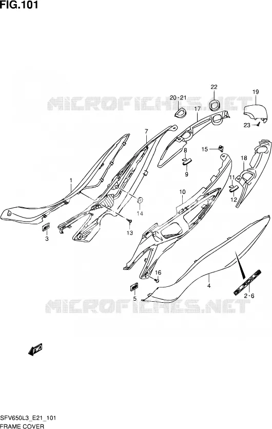 ACHTER KUIP (SFV650UL3 E24) Suzuki MOTO 650 GLADIUS 2015  SFV650A L3 (E21)