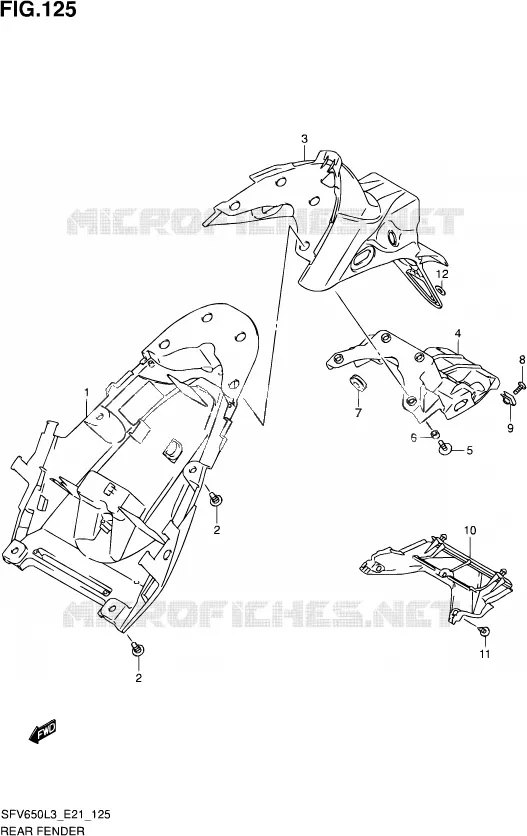 ACHTERSPATBORD (SFV650AL3 E21) Suzuki MOTO 650 GLADIUS 2014  SFV650A L3 (E21)