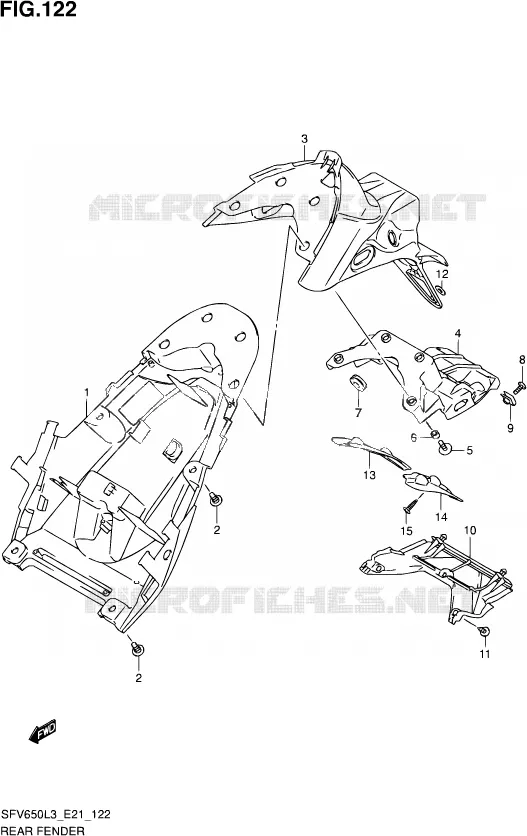 ACHTERSPATBORD (SFV650L3 E24) Suzuki MOTO 650 GLADIUS 2016  SFV650A L3 (E21)