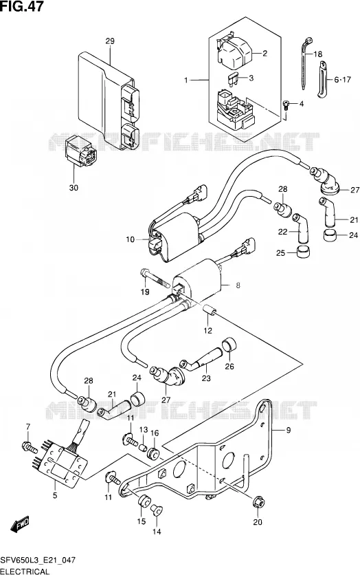 ELEKTRISCH (SFV650L3 E24) Suzuki MOTO 650 GLADIUS 2016  SFV650A L3 (E21)