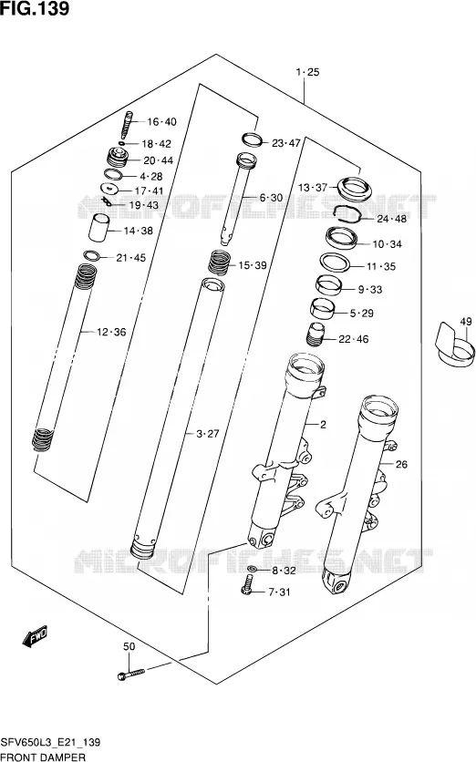FRONT SCHOKDEMPER (SFV650L3 E21) Suzuki MOTO 650 GLADIUS 2014  SFV650A L3 (E21)