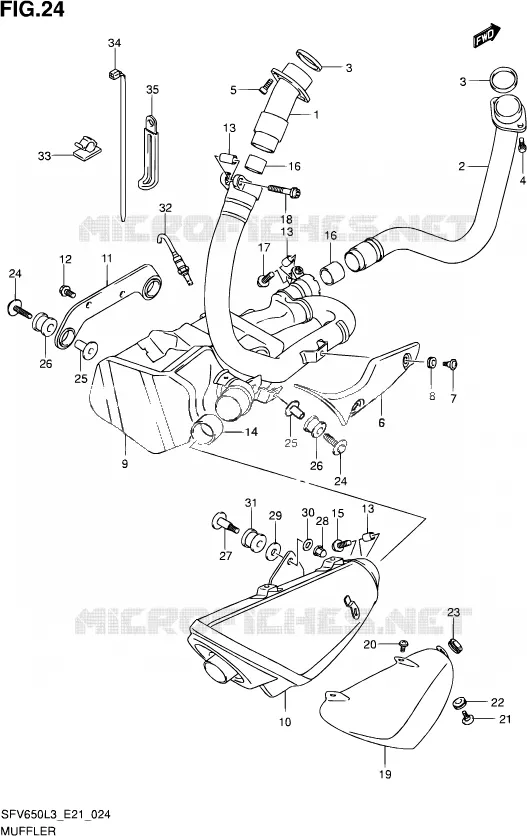 GELUIDDEMPER (SFV650L3 E24) Suzuki MOTO 650 GLADIUS 2016  SFV650A L3 (E21)