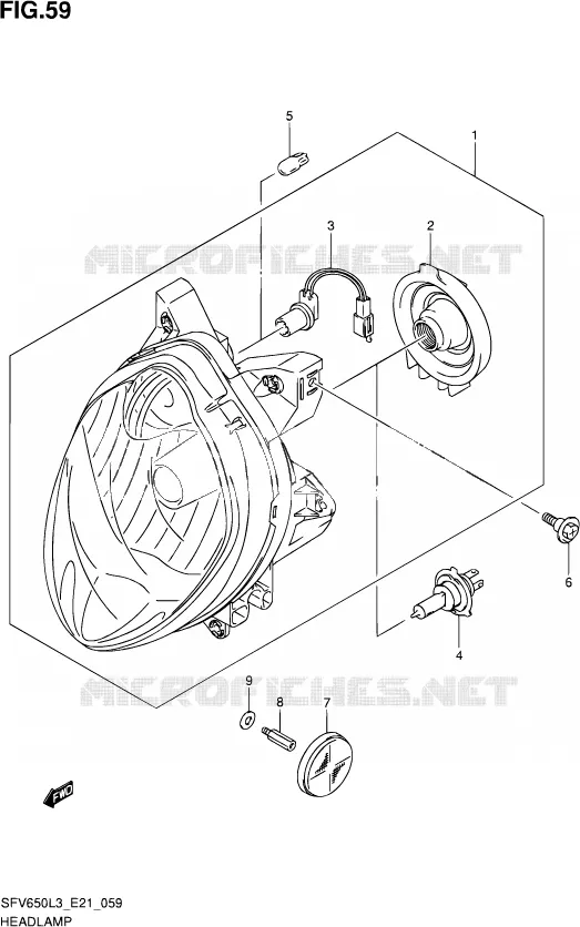 KOPLAMP (SFV650L3 E24) Suzuki MOTO 650 GLADIUS 2013  SFV650A L3 (E21)