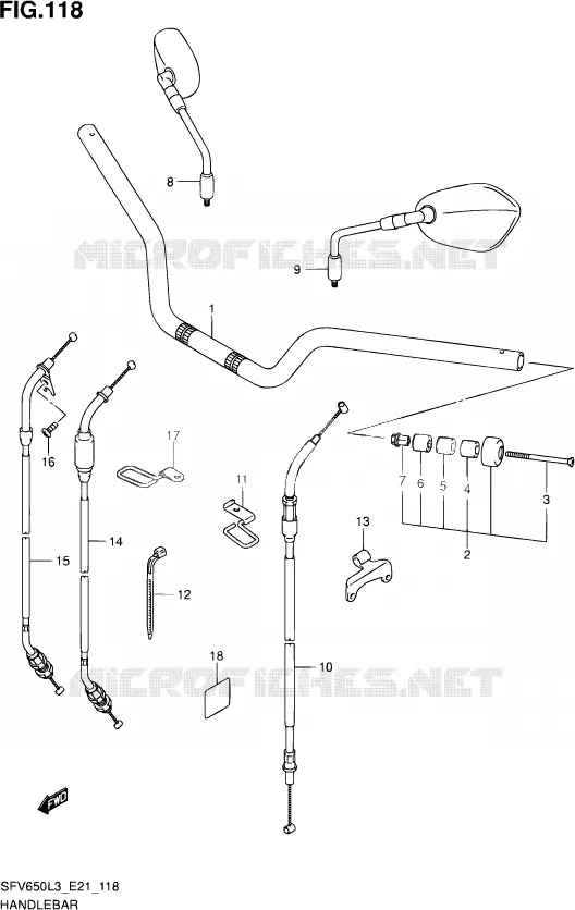 STUUR (SFV650AL3 E21) Suzuki MOTO 650 GLADIUS 2013  SFV650A L3 (E21)