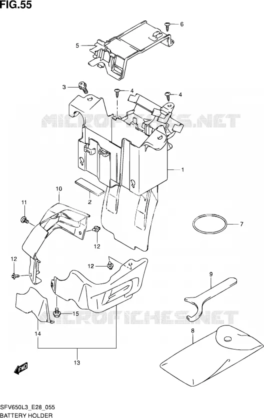 ACCU BOX - TOOLS (SFV650AL3 E28) Suzuki MOTO 650 GLADIUS 2013  SFV650A L3 (E28)