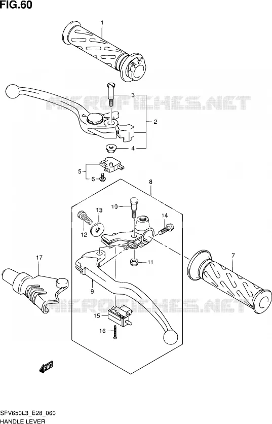 HANDGRIPS - LEVERS Suzuki MOTO 650 GLADIUS 2013  SFV650A L3 (E28)