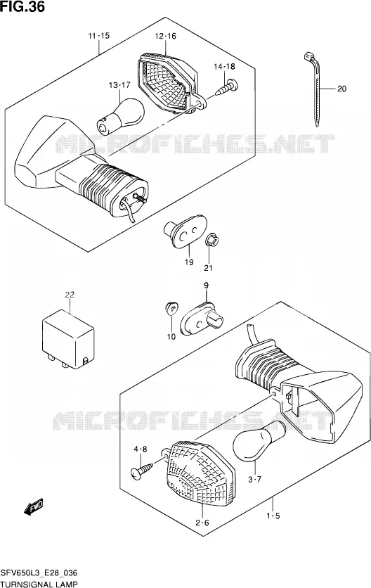 INDICATOREN (SFV650L3 E28) Suzuki MOTO 650 GLADIUS 2013  SFV650A L3 (E28)