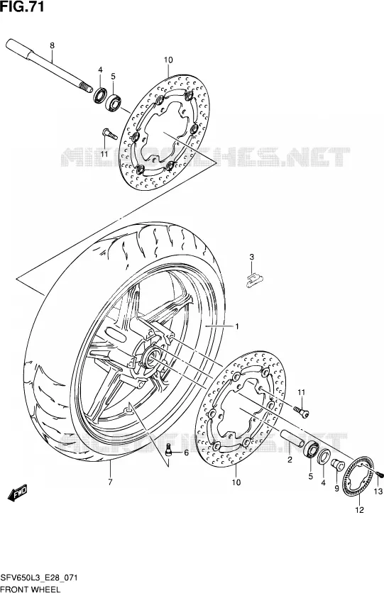 VOORWIEL (SFV650AL3 E28) Suzuki MOTO 650 GLADIUS 2013  SFV650A L3 (E28)