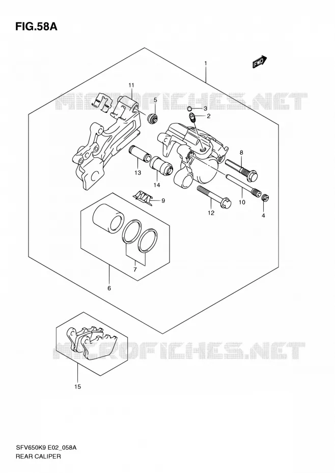 REAR CALIPER (SFV650AK9/UAK9/AL0/UAL0) Suzuki MOTO 650 GLADIUS 2010  SFV650UL0(E24)