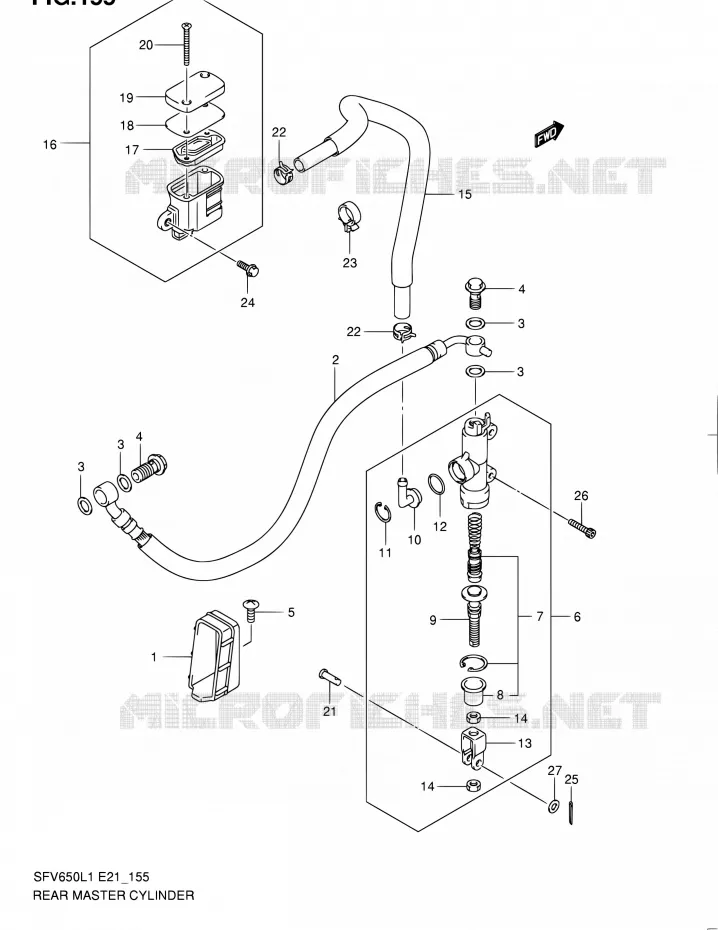 ACHTER HOOFDREMCILINDER (SFV650UL1 E24) Suzuki MOTO 650 GLADIUS 2011  SFV650UL1(E24)