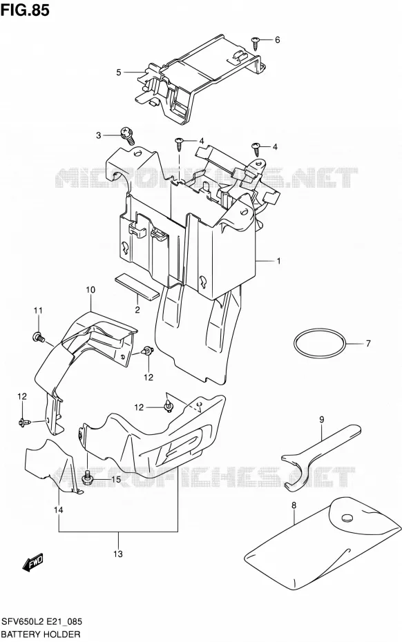ACCU BOX - TOOLS (SFV650AL2 E21) Suzuki MOTO 650 GLADIUS 2012  SFV650UL2(E21)