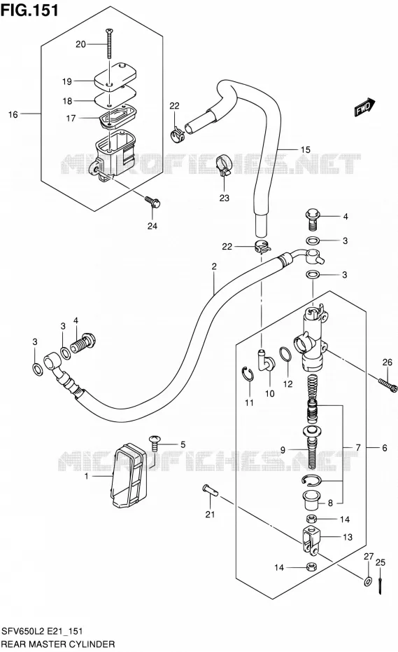 ACHTER HOOFDREMCILINDER (SFV650L2 E24) Suzuki MOTO 650 GLADIUS 2012  SFV650UL2(E21)
