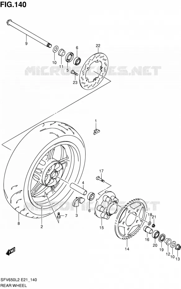 ACHTERWIEL (SFV650UL2 E21) Suzuki MOTO 650 GLADIUS 2012  SFV650UL2(E21)