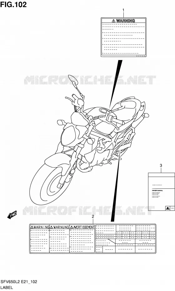 ETIKET (SFV650L2 E21) Suzuki MOTO 650 GLADIUS 2012  SFV650UL2(E21)