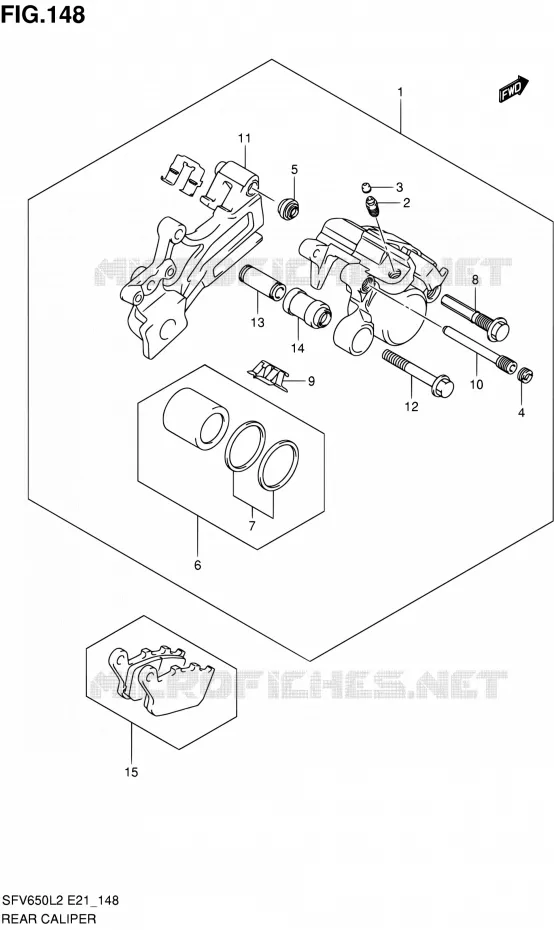 REAR CALIPER (SFV650AL2 E21) Suzuki MOTO 650 GLADIUS 2012  SFV650UL2(E21)