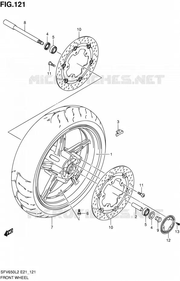 VOORWIEL (SFV650UAL2 E21) Suzuki MOTO 650 GLADIUS 2012  SFV650UL2(E21)
