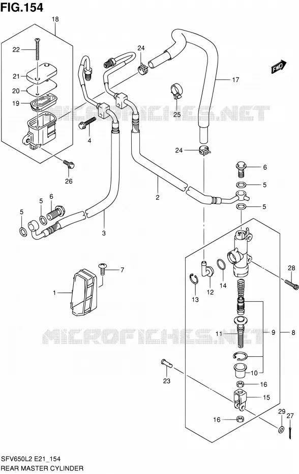 ACHTER HOOFDREMCILINDER (SFV650AL2 E21) Suzuki MOTO 650 GLADIUS 2012  SFV650UL2(E24)