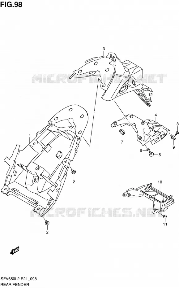 ACHTERSPATBORD (SFV650UL2 E21) Suzuki MOTO 650 GLADIUS 2012  SFV650UL2(E24)