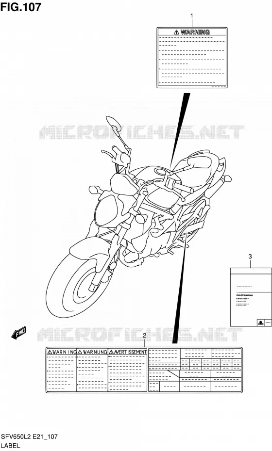 ETIKET (SFV650UAL2 E21) Suzuki MOTO 650 GLADIUS 2012  SFV650UL2(E24)