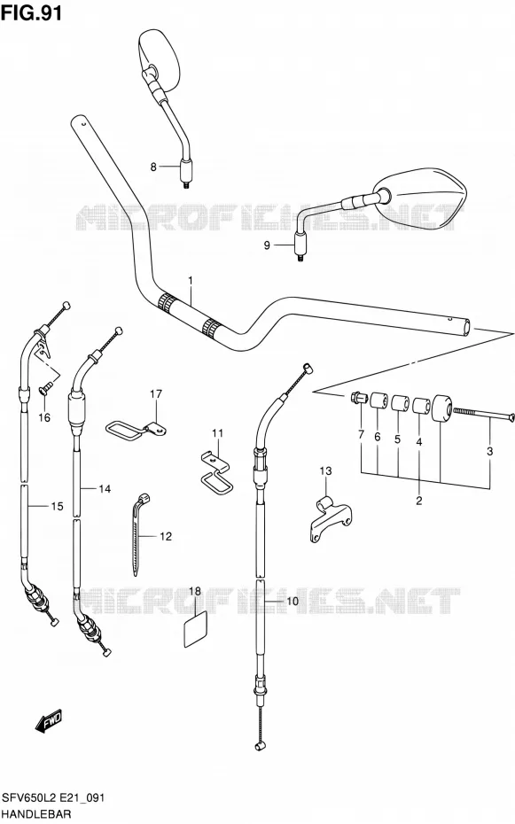 STUUR (SFV650UL2 E21) Suzuki MOTO 650 GLADIUS 2012  SFV650UL2(E24)