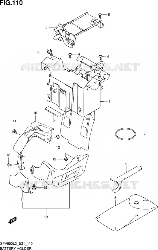 ACCU BOX - TOOLS (SFV650AL3 E21) Suzuki MOTO 650 GLADIUS 2013  SFV650U L3 (E21)