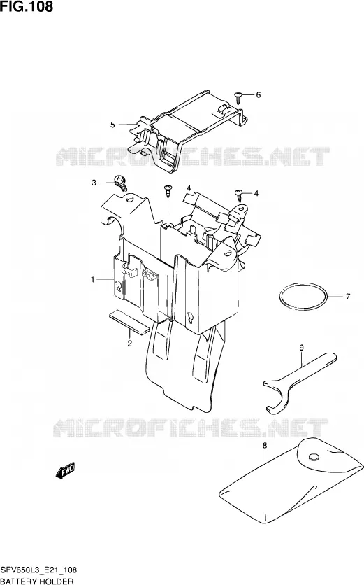ACCU BOX - TOOLS (SFV650UL3 E21) Suzuki MOTO 650 GLADIUS 2013  SFV650U L3 (E24)