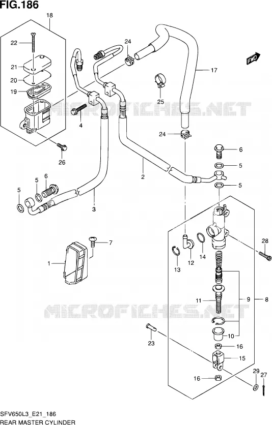 ACHTER HOOFDREMCILINDER (SFV650AUEL3 E21) Suzuki MOTO 650 GLADIUS 2013  SFV650U L3 (E24)