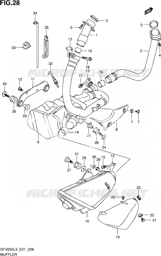 GELUIDDEMPER (SFV650AUEL3 E21) Suzuki MOTO 650 GLADIUS 2013  SFV650U L3 (E24)