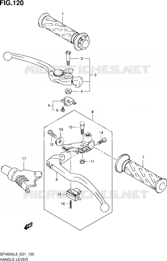 HANDGRIPS - LEVERS Suzuki MOTO 650 GLADIUS 2013  SFV650U L3 (E24)